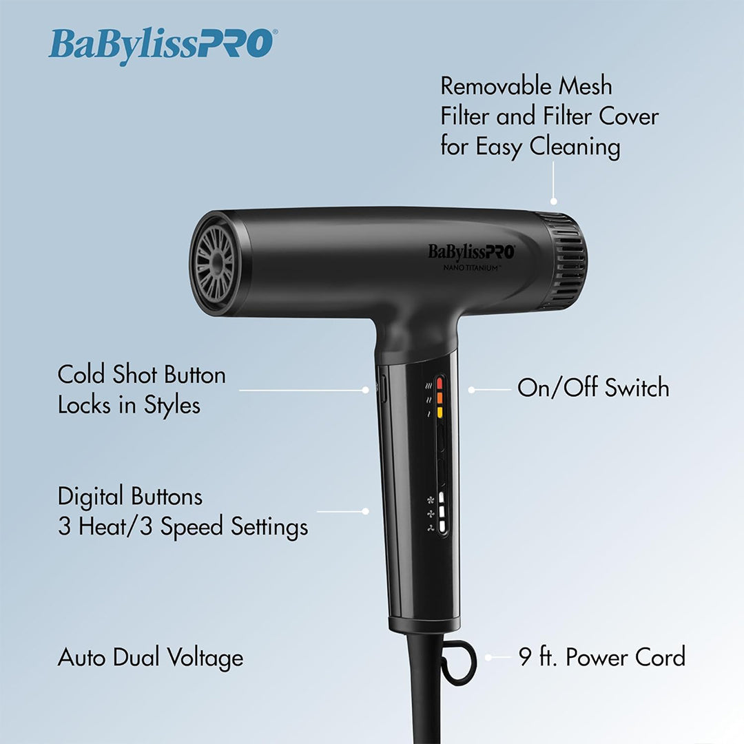 BaBylissPRO Nano Titanium Nano Light Ionic Dryer (Purple)
