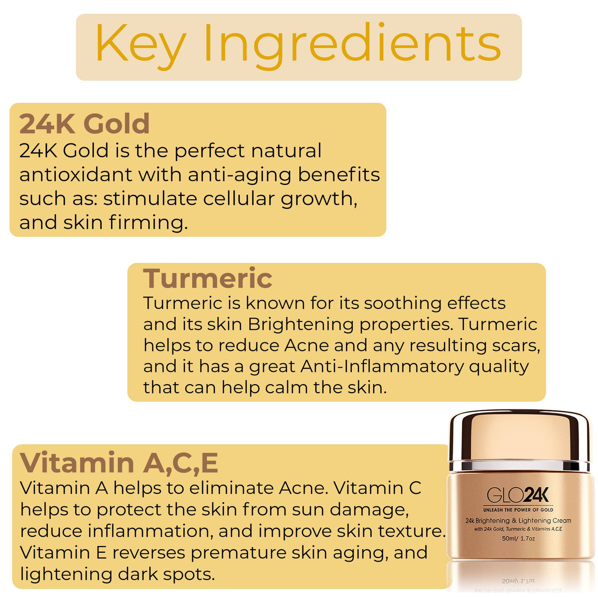 24K Brightening & Lightening Cream with 24k Gold & Turmeric