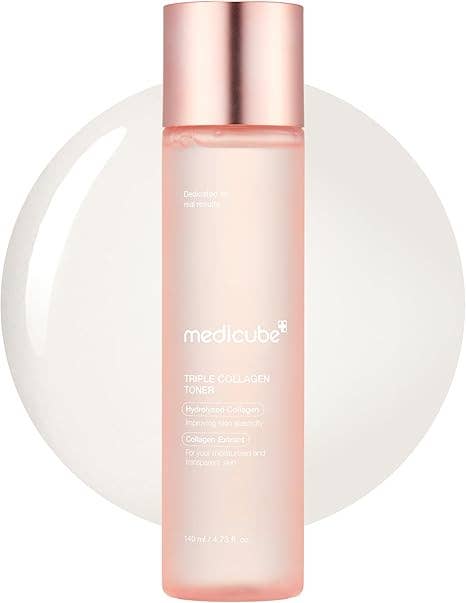 Medicube Triple Collagen Toner - Hydrolyzed, Atelo, & Soluble Collagen for Deep Hydration & Plump Skin - Fast-Absorbing Formula for All-Day Suppleness, Korean Skincare (4.73 fl.oz.)