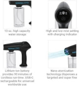 Gamma+ EVO Nano Mister Cordless Portable Water Sprayer, Disinfect Mist, USB-C Rechargeable for Barber, Salon, Home Use