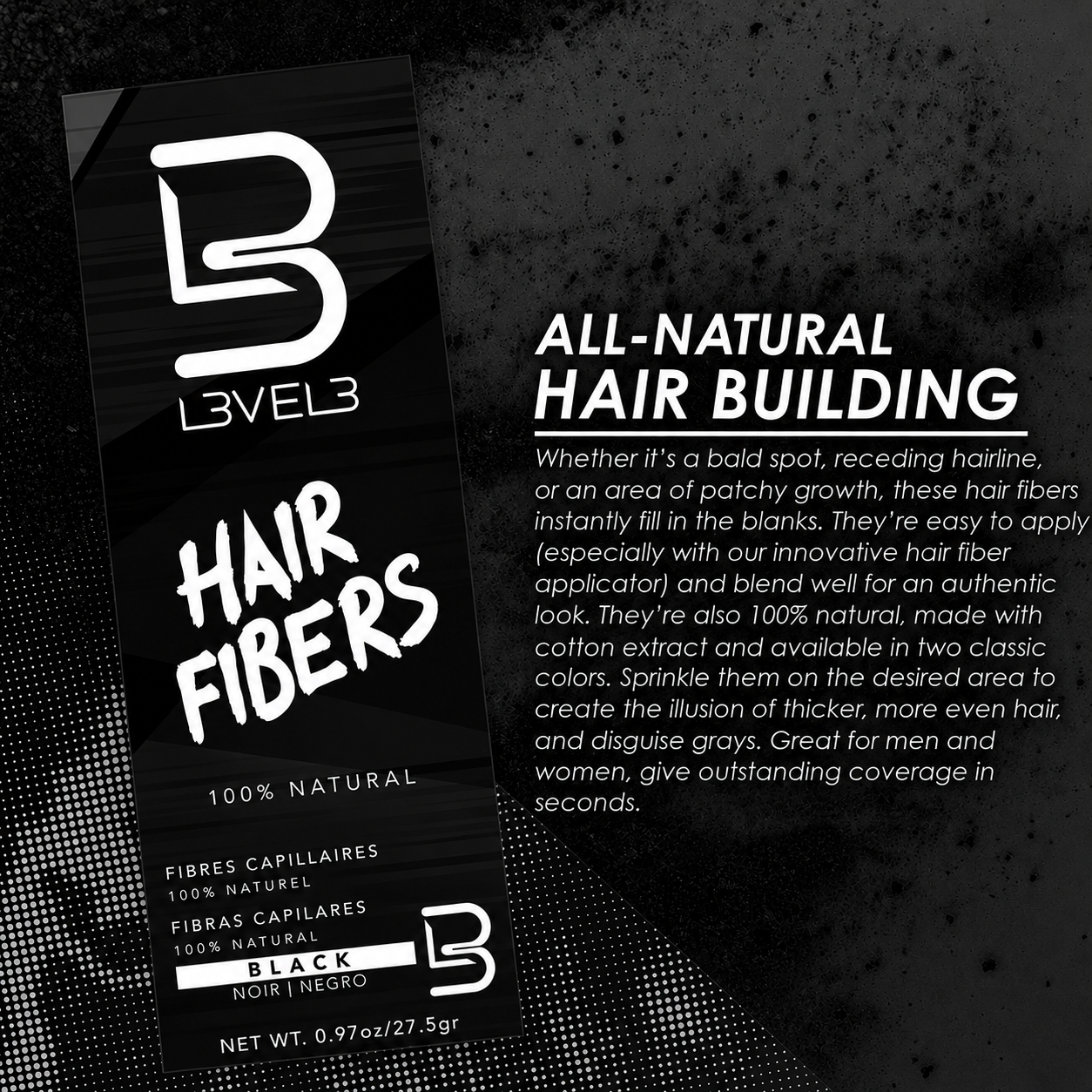 L3VEL3 Black Hair Fibers