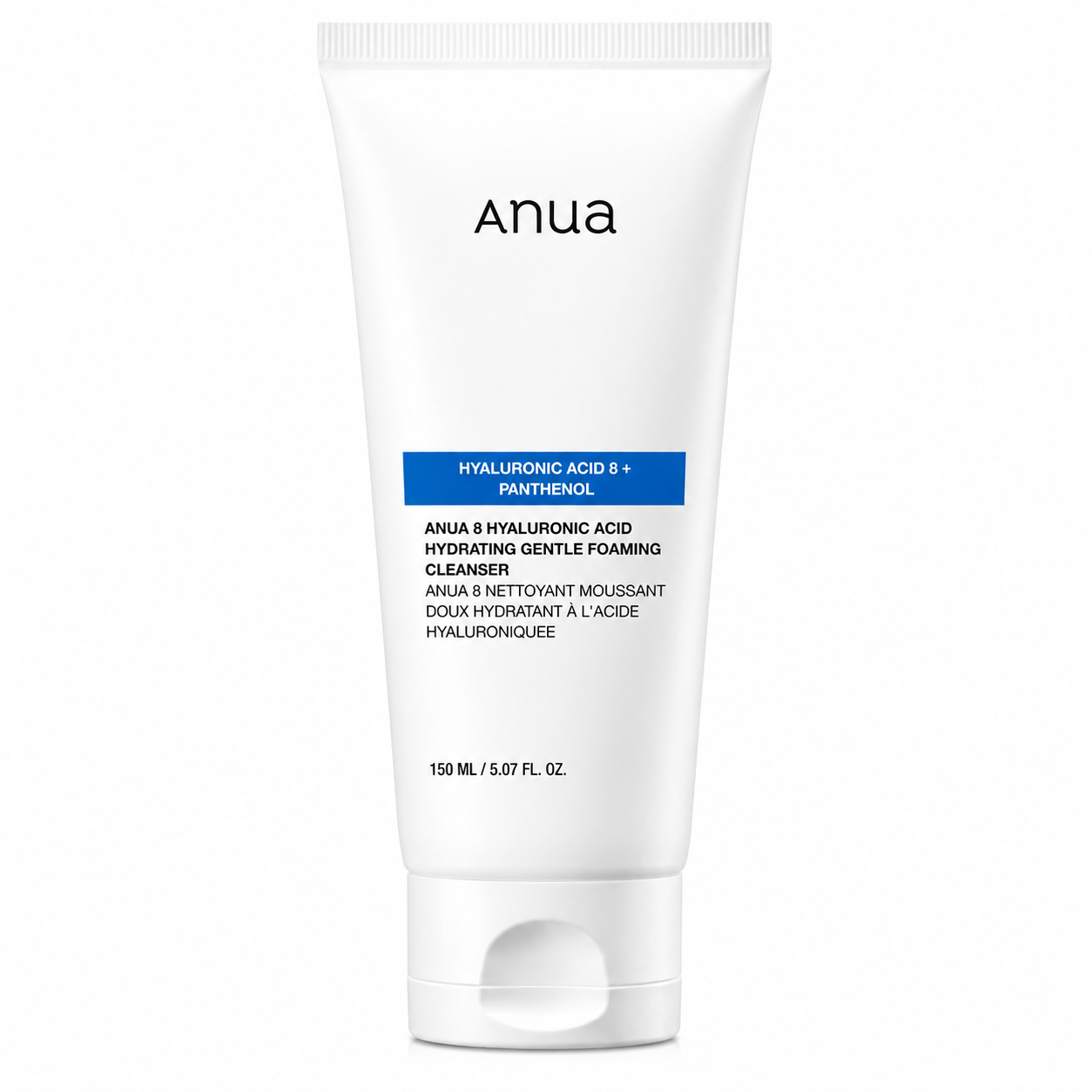 ANUA Hydrating Gentle Foaming Cleanser, Hyaluronic Acid, Glycerin, Zinc, Panthenol, Korean Face Wash for Dry Skin, for Double Cleansing