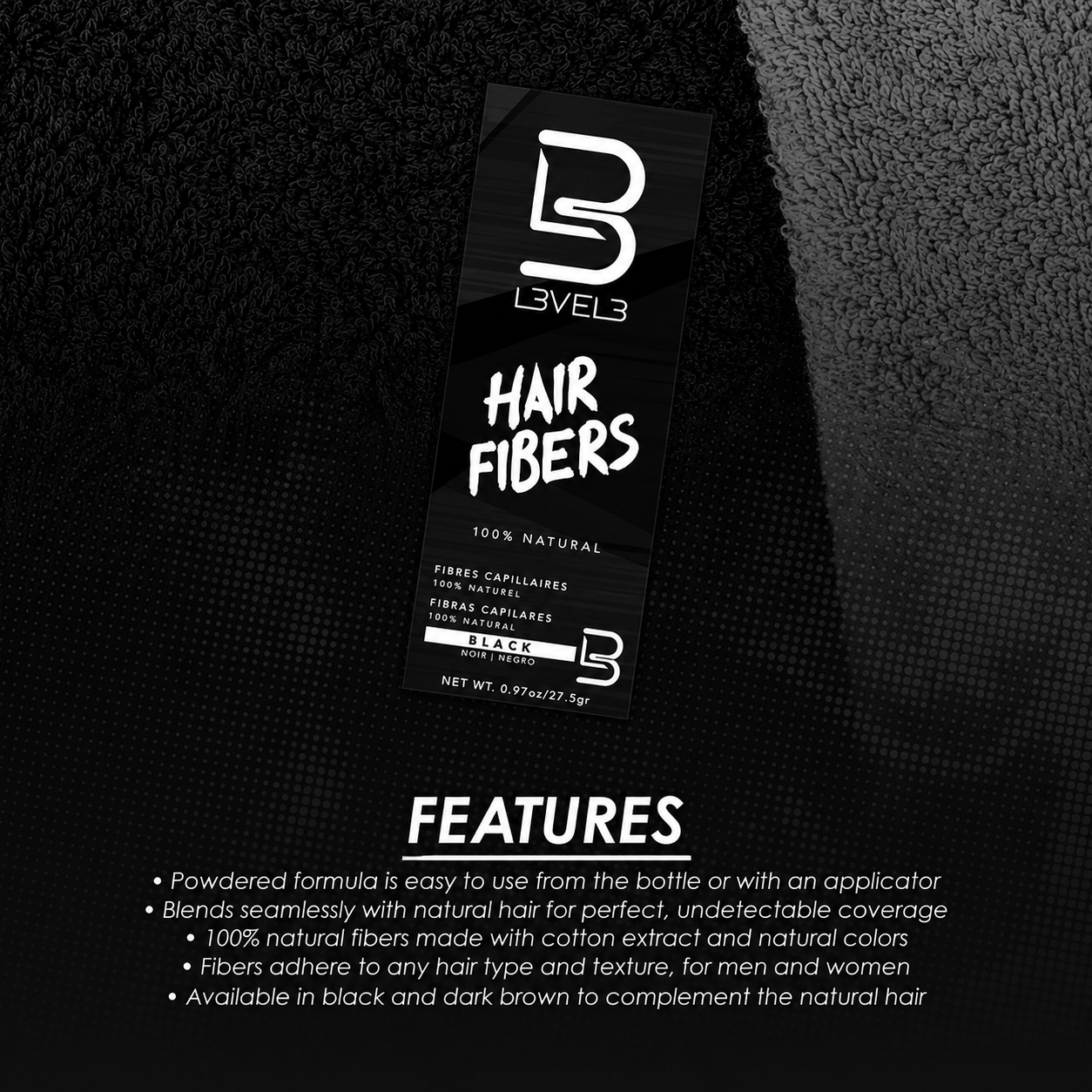 L3VEL3 Black Hair Fibers