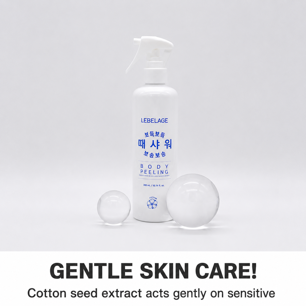 Lebelage Cotton Body Peeling Spray, 10.14 Fl Oz (300 ml) | Gentle Exfoliating & Hydrating Dead Skin Remover | Refreshing Cotton Scent for Smooth & Soft Skin