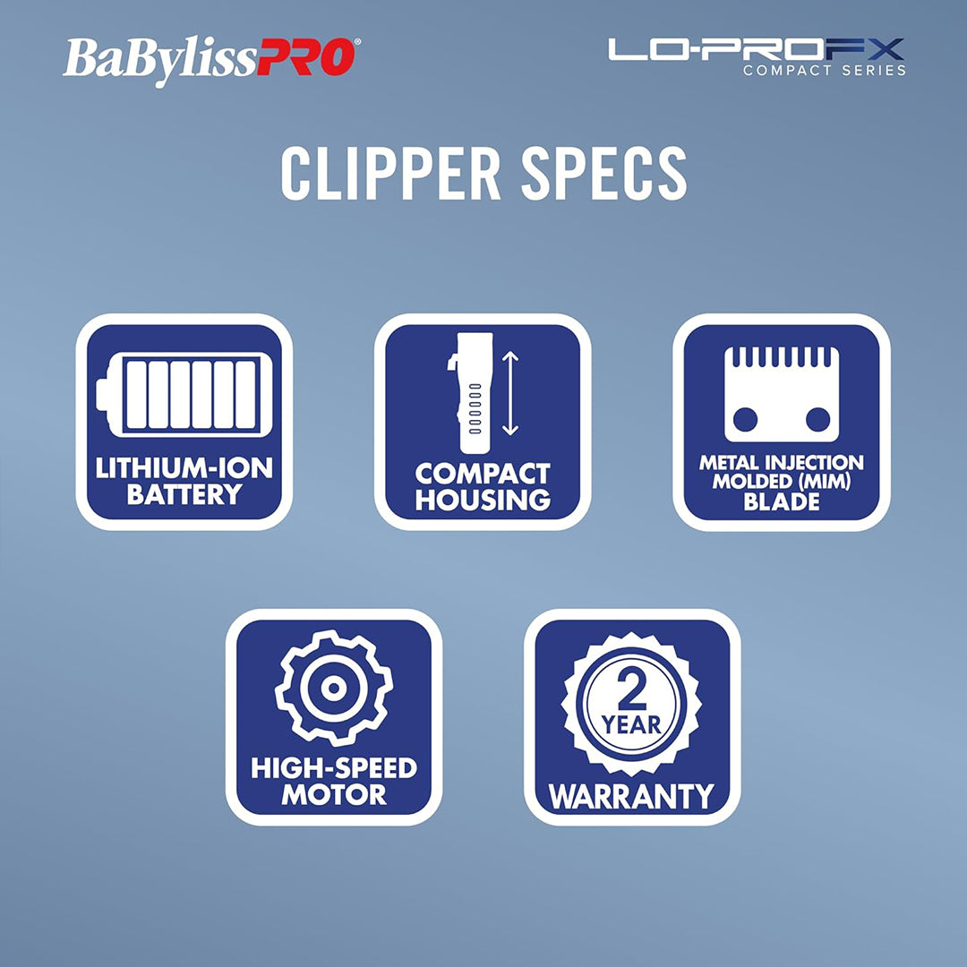 BaByliss PRO Lo-ProFX Compact Series Blue Cordless Clipper