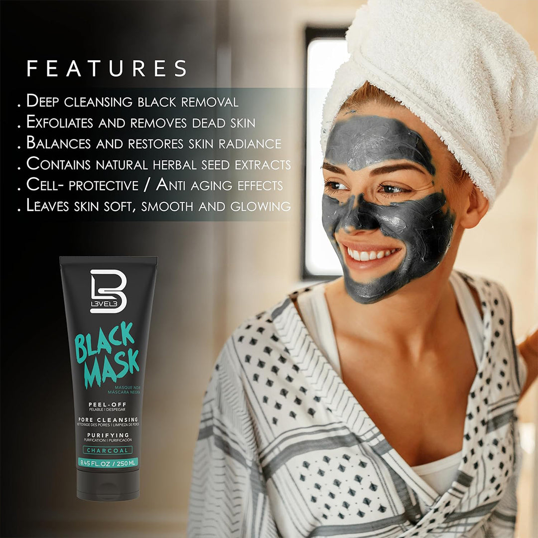 L3VEL3 Black Mask Masks Beauty Peel Off oz