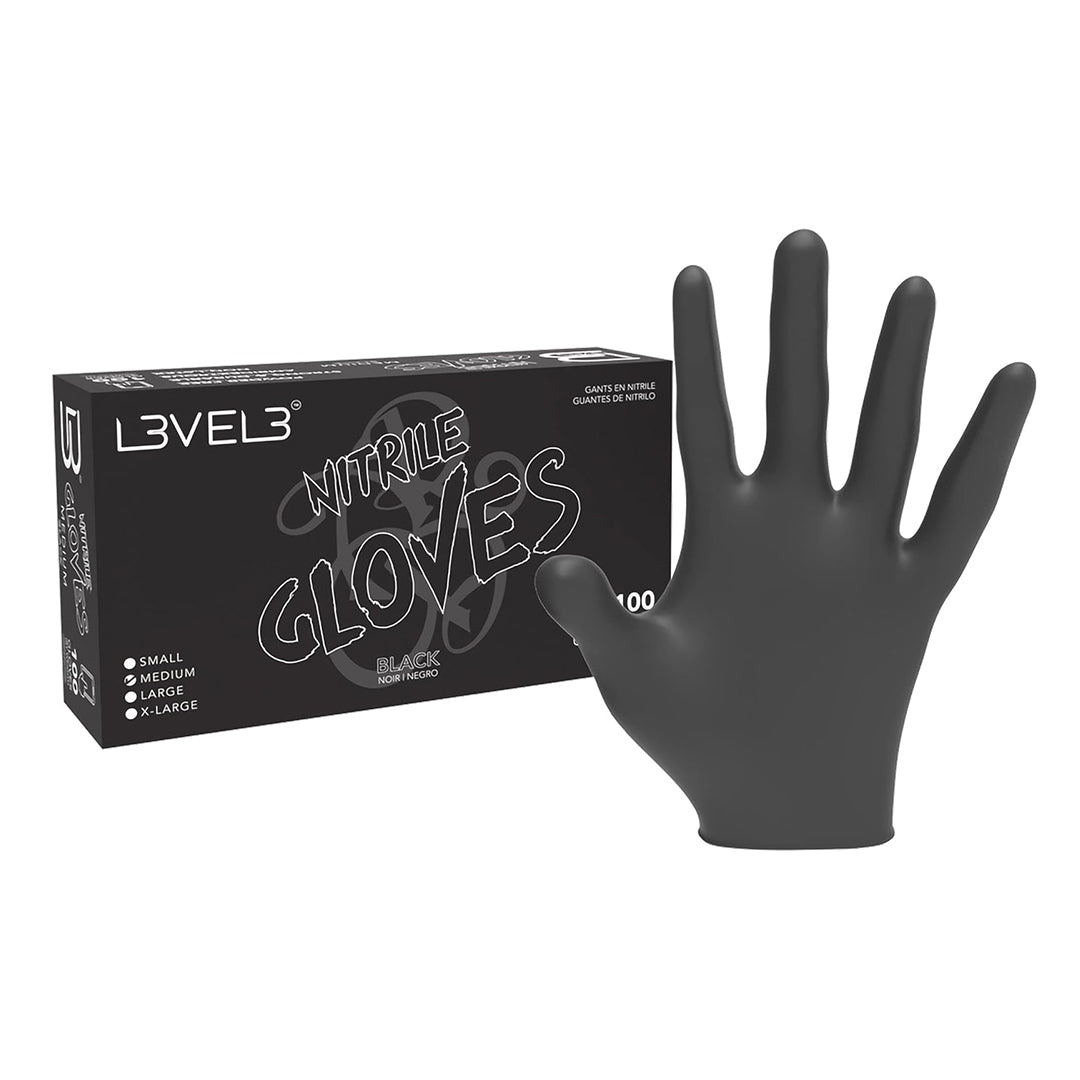 L3VEL3 Black Nitrile Gloves Gloves M