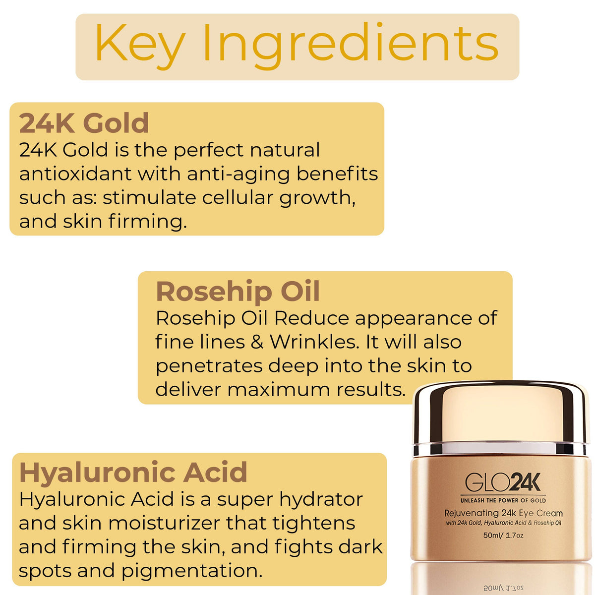 Rejuvenating 24k Eye Cream-with 24k Gold & Hyaluronic Acid