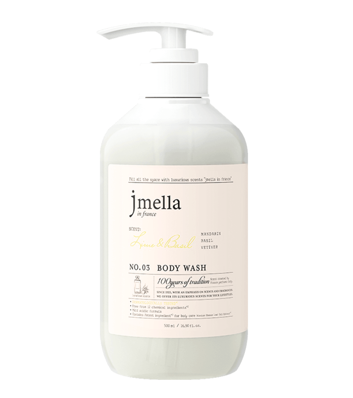 JMELLA NO.03 In France Body Wash Lime & Basil Scent 500ml 16.9 fl.oz.
