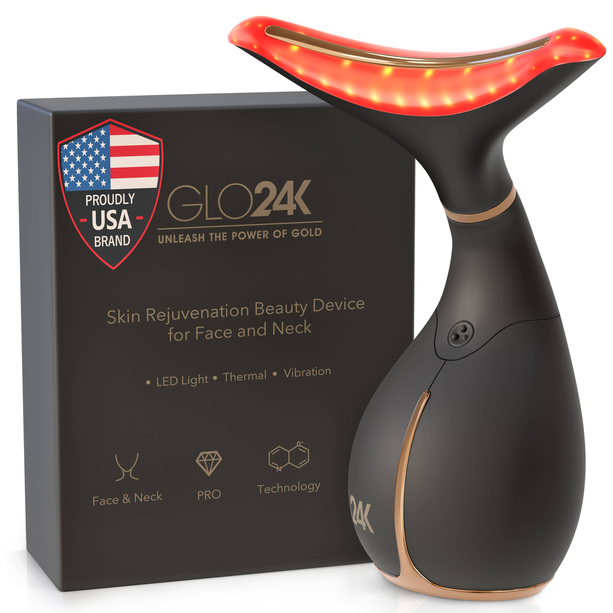 GLO24K Skin Rejuvenation Beauty Device for Face and Neck